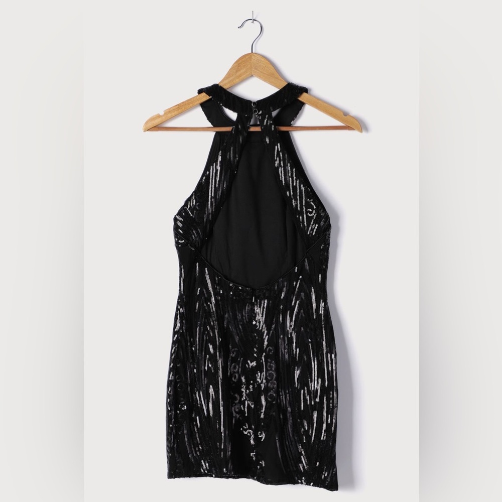 Lulu's Black Embellished Sequin Cocktail Mini Dress - Picture 6 of 10